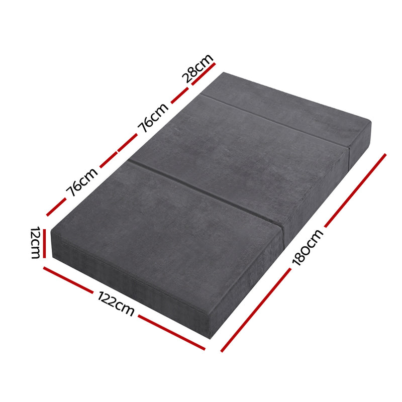 Danoz Direct - Giselle Bedding Foldable Mattress Folding Foam Bed Mat Double Grey