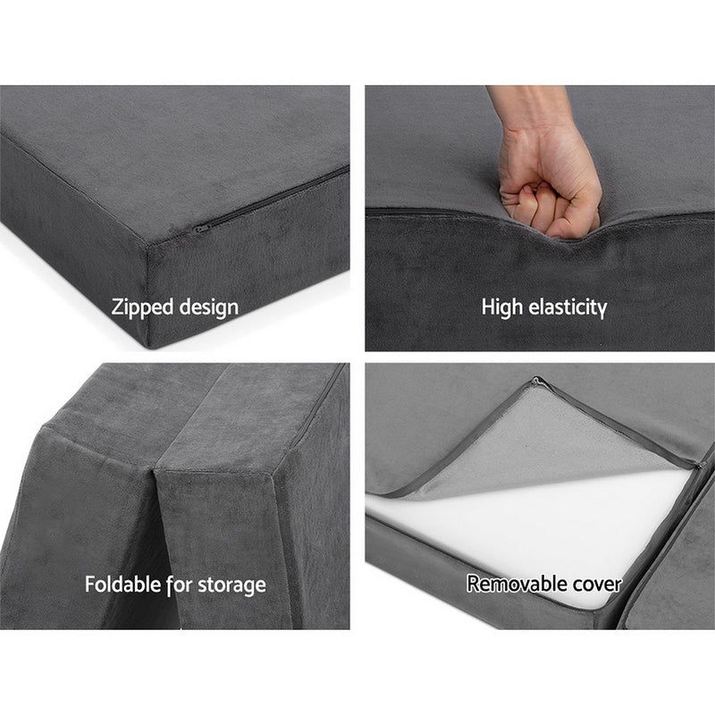 Danoz Direct - Giselle Bedding Foldable Mattress Folding Foam Bed Mat Double Grey