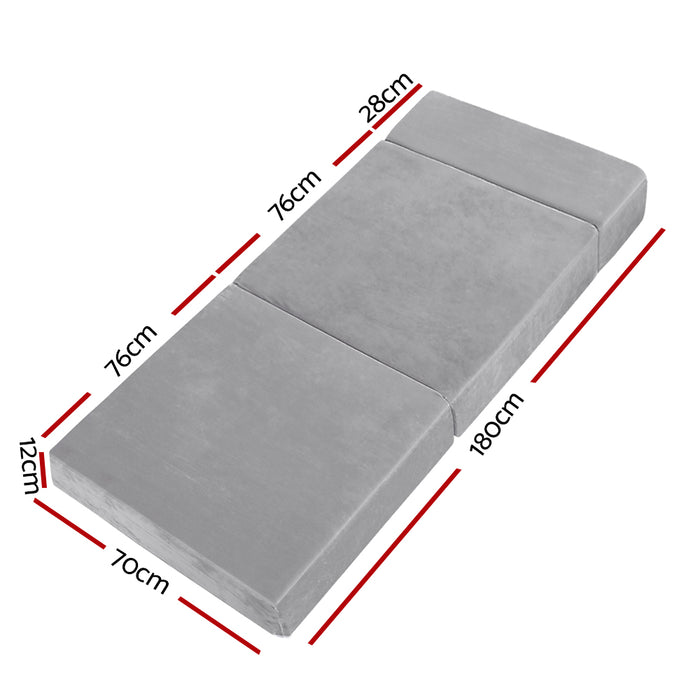 Danoz Direct - Giselle Bedding Foldable Mattress Folding Foam Bed Mat Light Grey