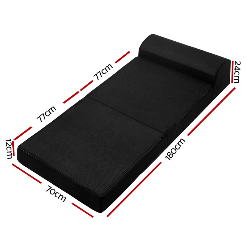 Danoz Direct Giselle Bedding Foldable Mattress Folding Foam Bed Mat Black - Free Postage!