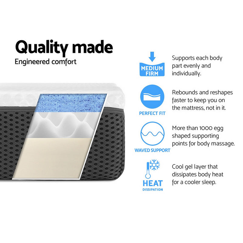 Danoz Beds - Giselle Bedding Memory Foam Mattress Bed Cool Gel Non Spring 21cm Single size.