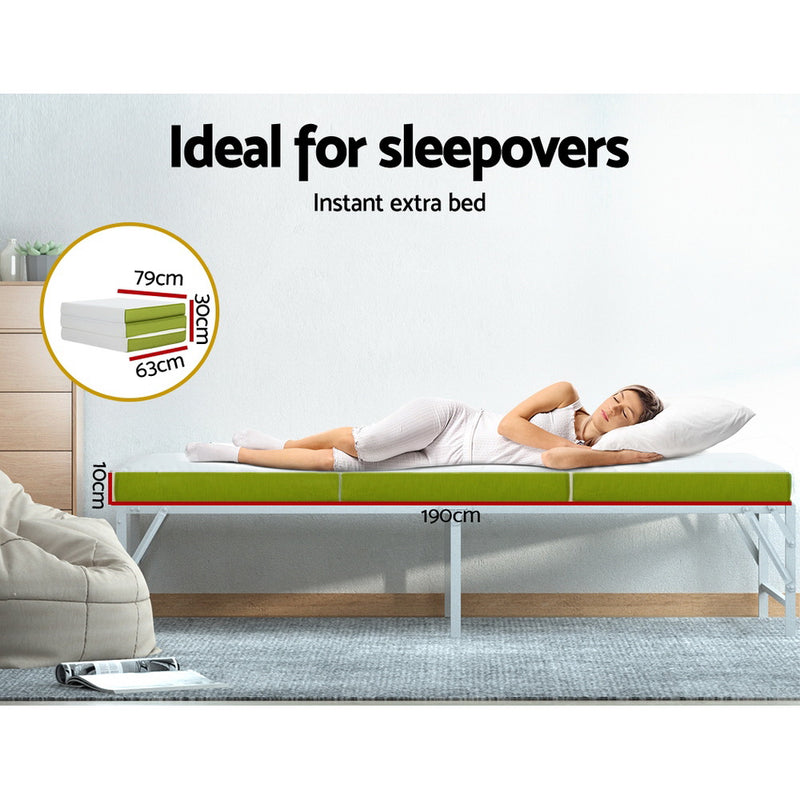 Danoz Direct - Giselle Bedding Foldable Mattress Folding Foam Trifold Green