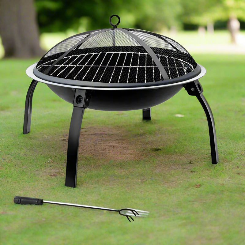 Danoz Cooking 🥘 Fire Pit BBQ Charcoal Smoker Portable Outdoor Camping Pits Patio Fireplace 22"