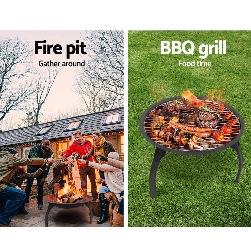 Danoz Cooking 🥘 Fire Pit BBQ Charcoal Smoker Portable Outdoor Camping Pits Patio Fireplace 22"