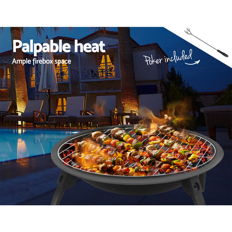 Danoz Cooking 🥘 Fire Pit BBQ Charcoal Smoker Portable Outdoor Camping Pits Patio Fireplace 22"