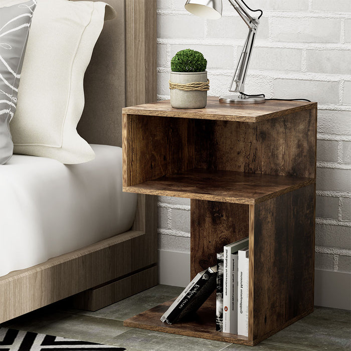 Upgrade your bedroom with our Artiss Bedside Table Shelves! Featuring ample storage space and a stylish rustic oak finish