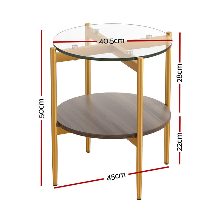 Danoz Direct - Artiss Coffee Table 45CM Round Tempered Glass Carol