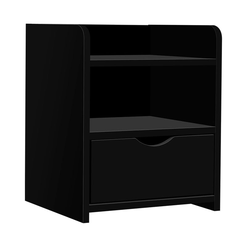 Danoz Bedrooms 🛏️ Artiss Bedside Table 1 Drawer with Shelf - FARA Black - Incl. Postage