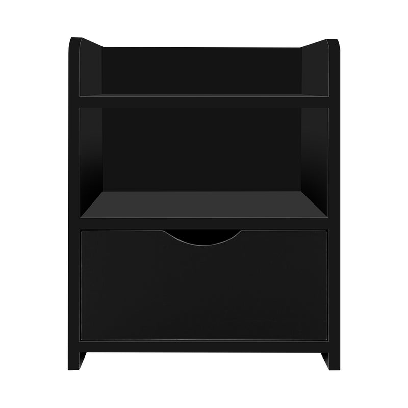 Danoz Bedrooms 🛏️ Artiss Bedside Table 1 Drawer with Shelf - FARA Black - Incl. Postage