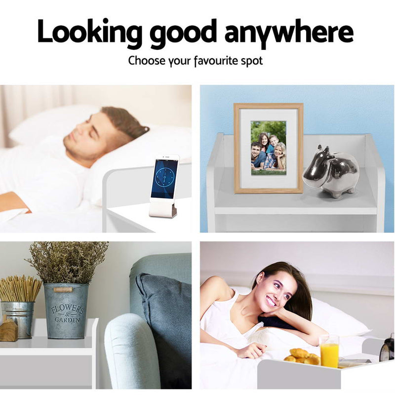 Danoz Bedrooms 🛏️ Artiss Bedside Table 1 Drawer with Shelf - FARA White - Incl. Postage