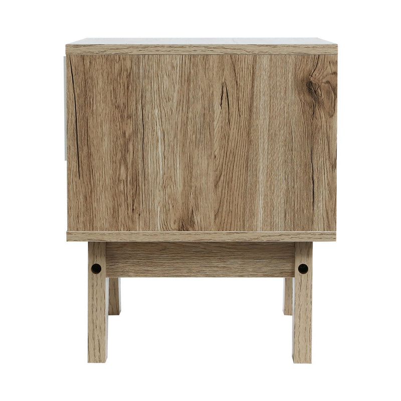 Danoz Bedrooms 🛏️ Artiss Bedside Table 1 Drawer with Shelf - IKER White & Oak - Incl. Postage