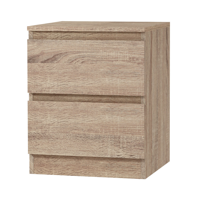 Danoz Bedrooms 🛏️ Artiss Bedside Table 2 Drawers - PEPE Oak - Incl. Delivery