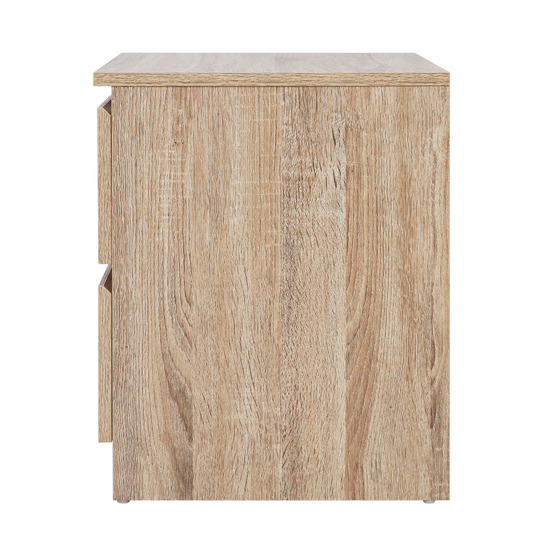 Danoz Bedrooms 🛏️ Artiss Bedside Table 2 Drawers - PEPE Oak - Incl. Delivery