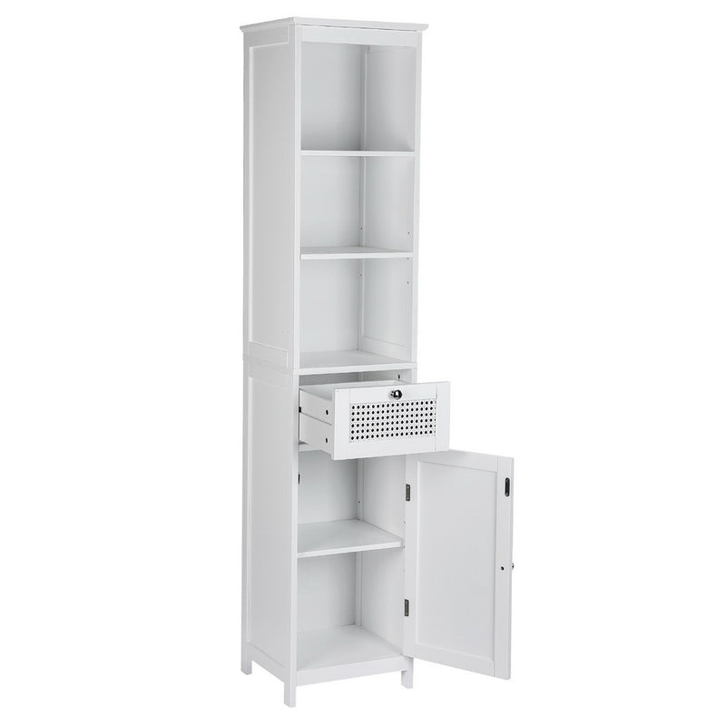 Danoz Direct - Artiss Bathroom Cabinet Storage 161cm White Rattan Tallboy Toilet Cupboard