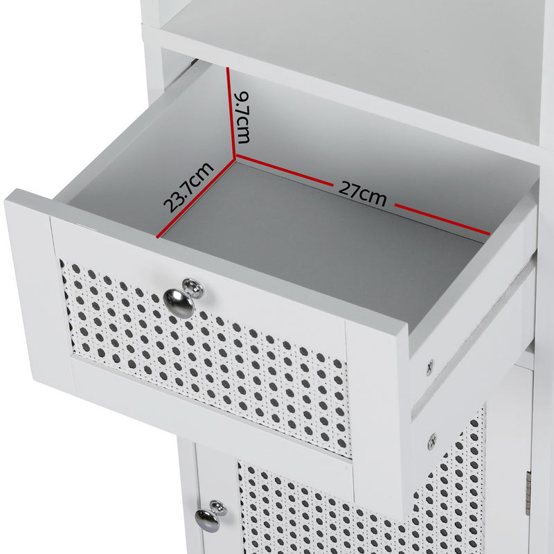 Danoz Direct - Artiss Bathroom Cabinet Storage 161cm White Rattan Tallboy Toilet Cupboard