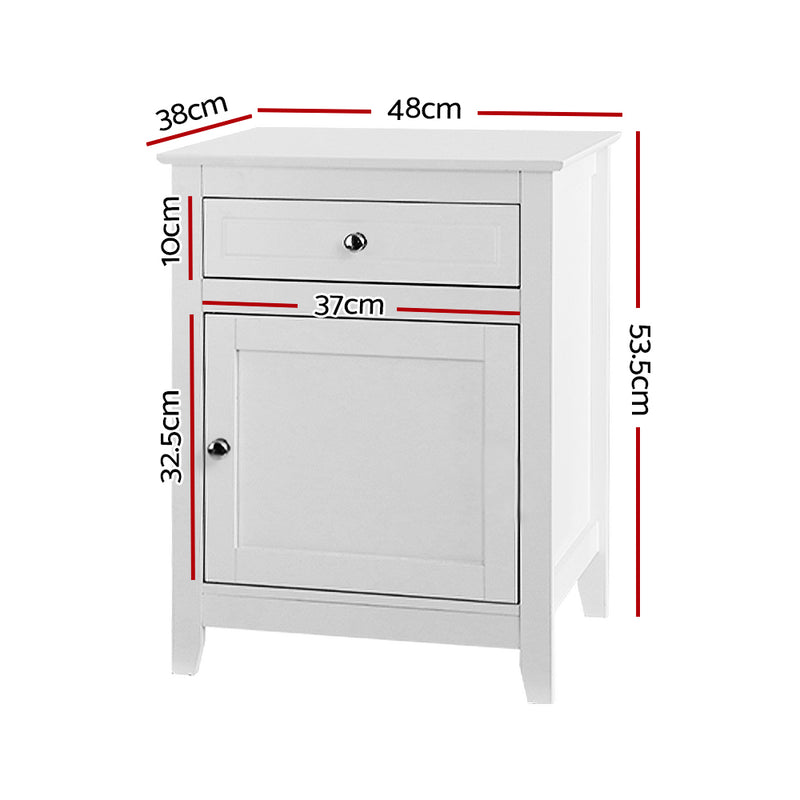 Danoz Bedrooms 🛏️ Artiss Bedside Tables Big Storage Drawers Cabinet Nightstand Lamp Chest White - Incl. Postage