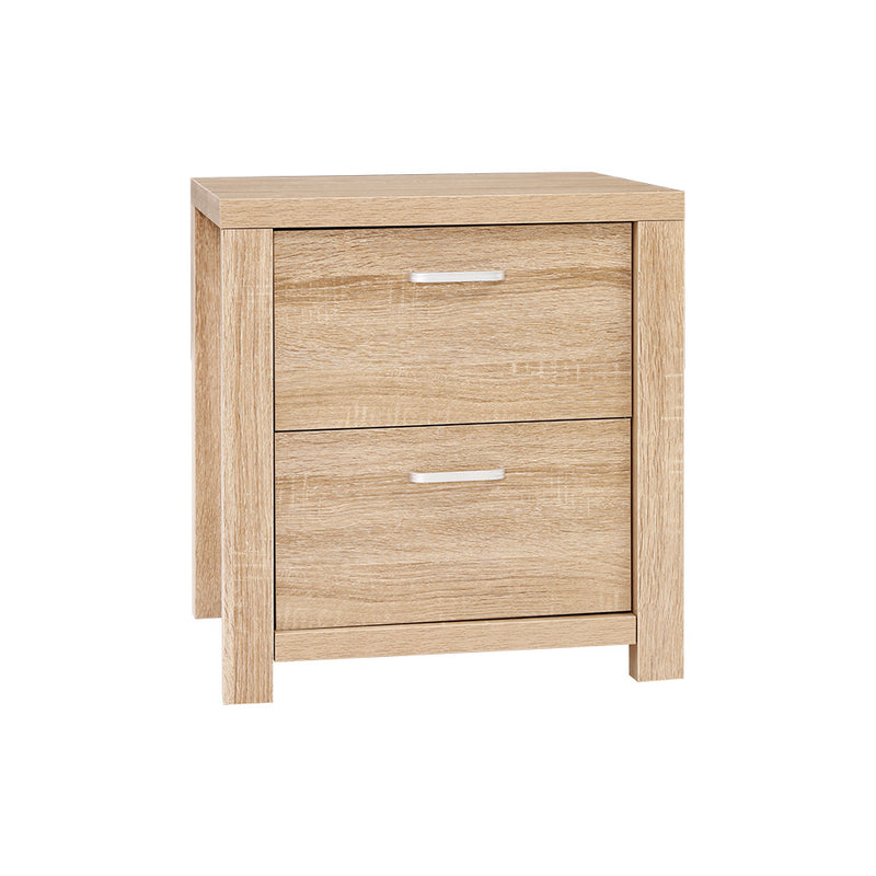 Danoz Bedrooms 🛏️ Artiss Bedside Table 2 Drawers - MAXI Pine - Incl. Delivery
