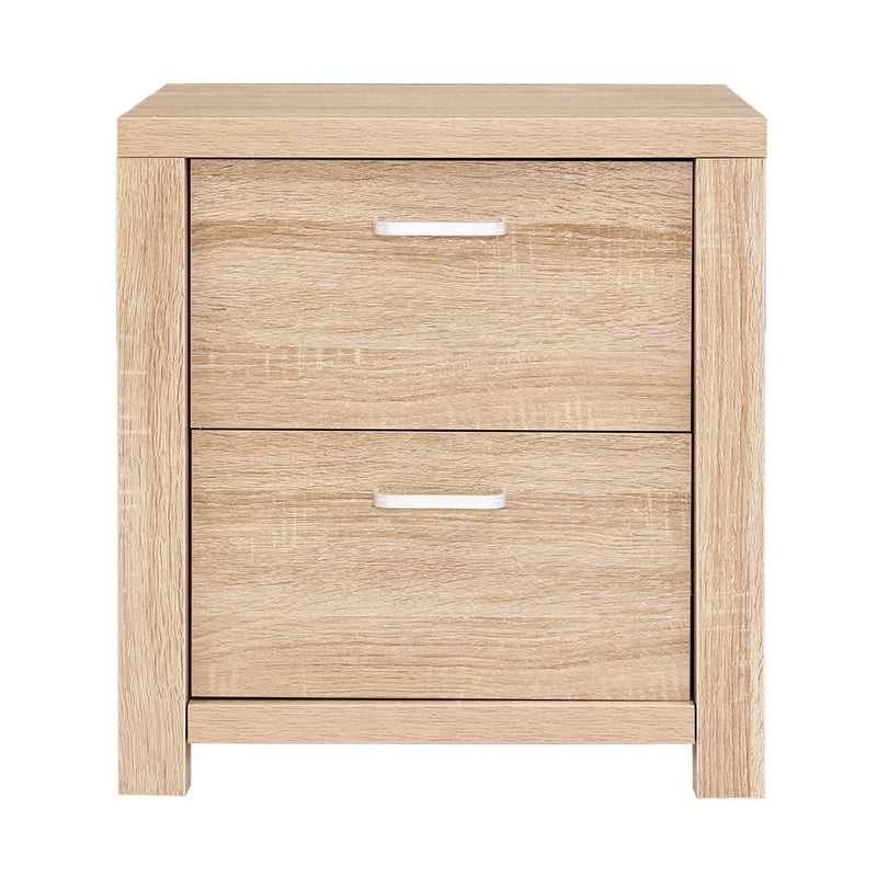 Danoz Bedrooms 🛏️ Artiss Bedside Table 2 Drawers - MAXI Pine - Incl. Delivery
