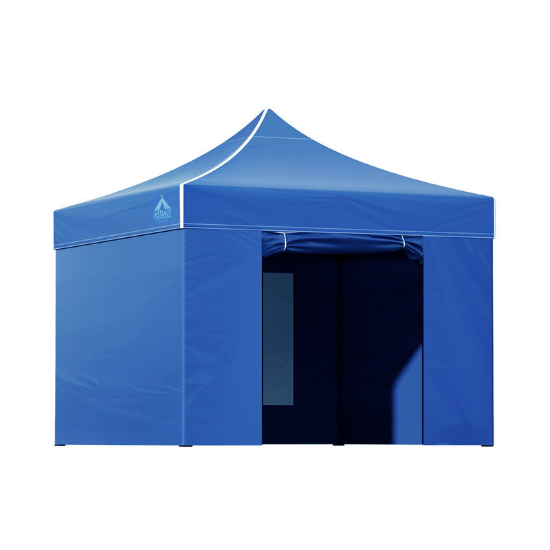 Danoz Camping ⛺ Instahut Gazebo 3x3 Pop Up Marquee Folding Tent Wedding Gazebos Camping Outdoor Shade Canopy Blue