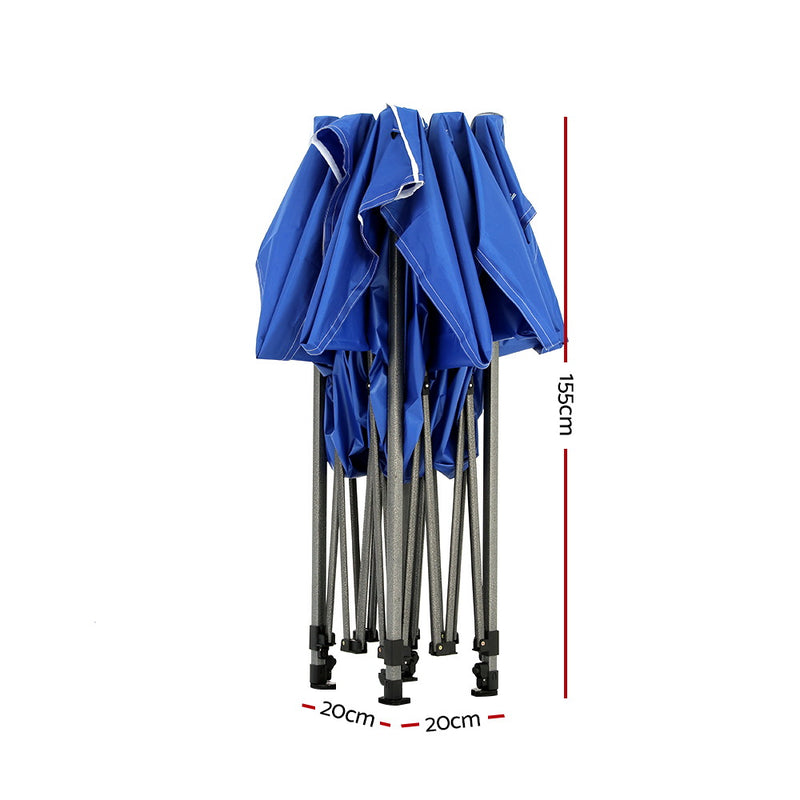 Danoz Camping ⛺ Instahut Gazebo 3x3 Pop Up Marquee Folding Tent Wedding Gazebos Camping Outdoor Shade Canopy Blue