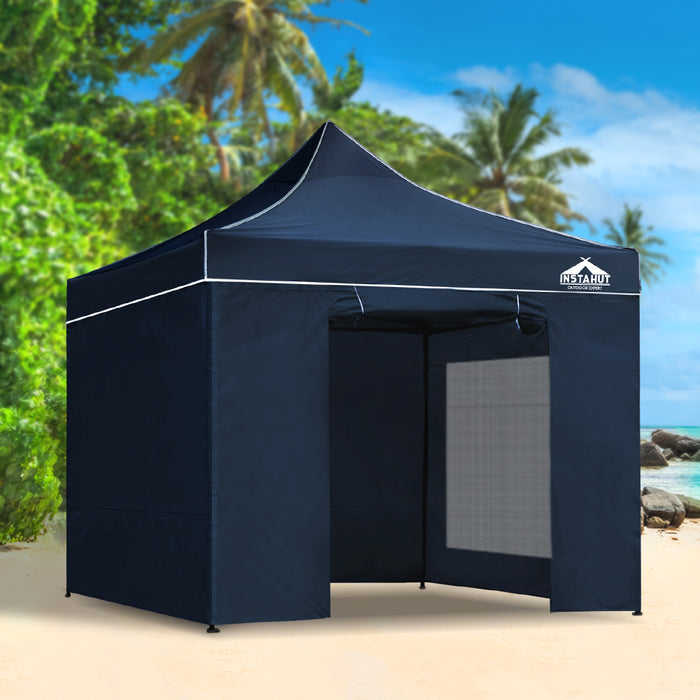 Danoz Outdoors - Instahut Gazebo Pop Up Marquee 3x3 Folding Tent Gazebos Camping 500D Oxford Navy