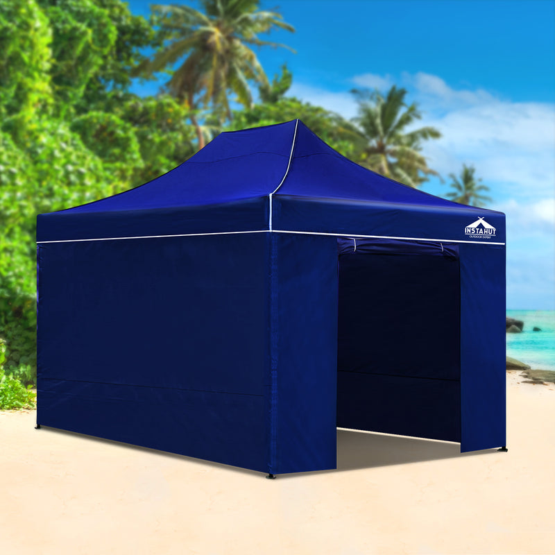 Danoz Direct - Instahut Gazebo 3x4.5 Pop Up Marquee Folding Tent Wedding Gazebos Camping Outdoor Shade Canopy Blue