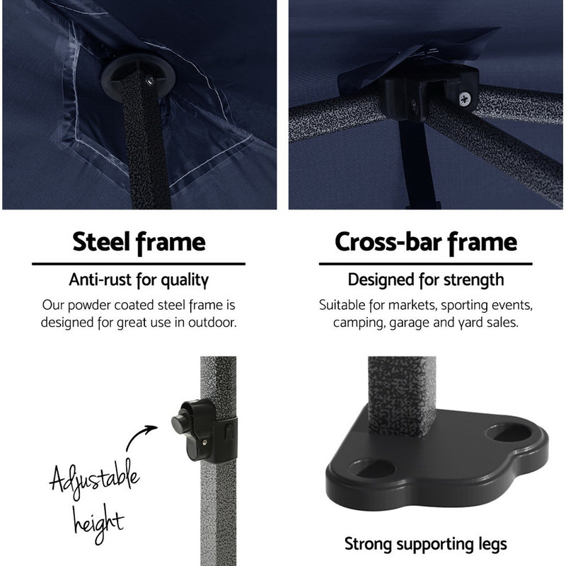 Danoz Outdoors ⛺ Instahut Gazebo 3x4.5 Pop Up Marquee Folding Tent Wedding Gazebos Camping Outdoor Shade Canopy Navy