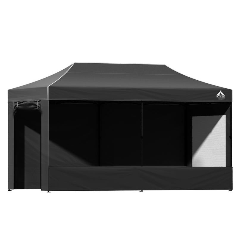 Danoz Direct - Instahut Gazebo 3x6 Pop Up Marquee Folding Tent Wedding Gazebos Camping Outdoor Shade Canopy Black