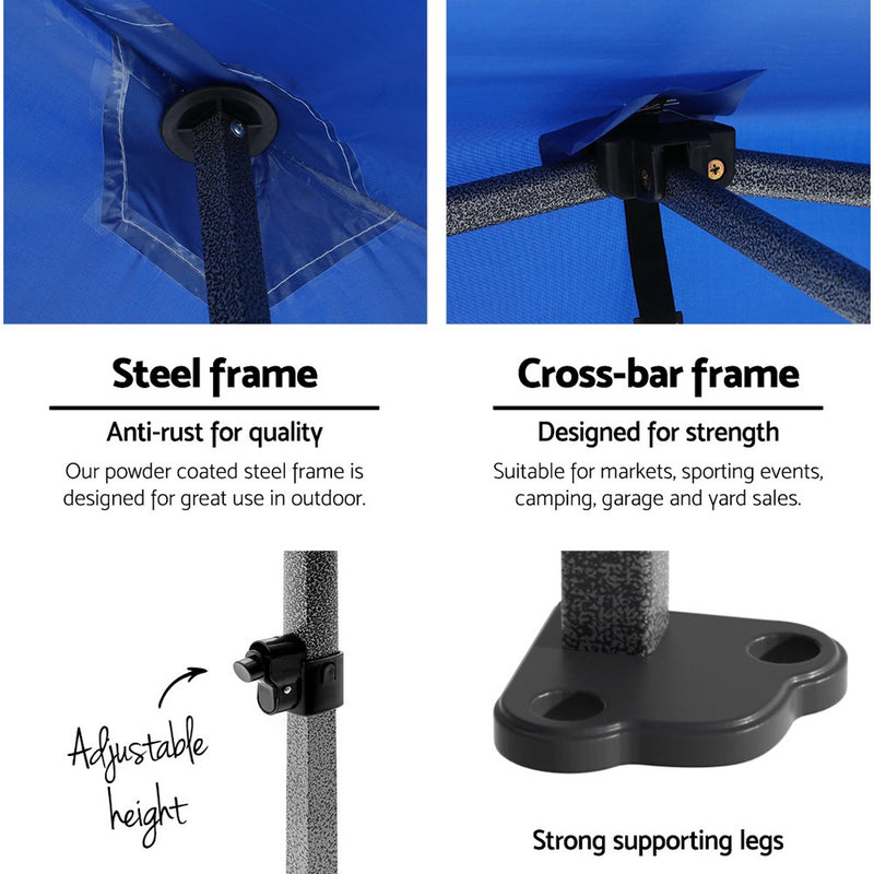 Danoz Outdoors ⛺ Instahut Gazebo 3x6 Pop Up Marquee Folding Tent Wedding Gazebos Camping Outdoor Shade Canopy Blue