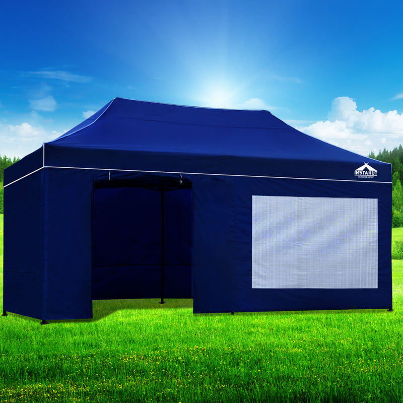 Danoz Outdoors ⛺ Instahut Gazebo 3x6 Pop Up Marquee Folding Tent Wedding Gazebos Camping Outdoor Shade Canopy Blue
