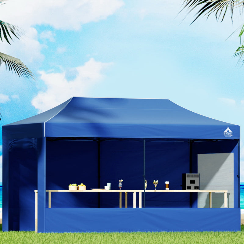 Danoz Outdoors ⛺ Instahut Gazebo 3x6 Pop Up Marquee Folding Tent Wedding Gazebos Camping Outdoor Shade Canopy Blue
