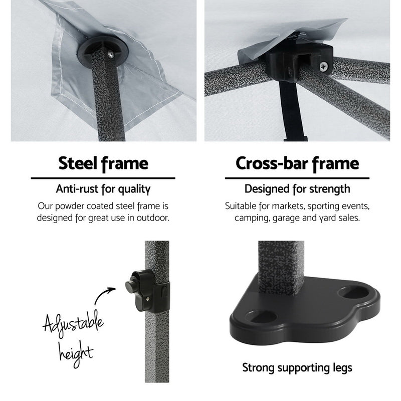 Danoz Direct - Instahut Gazebo 3x6 Pop Up Marquee Folding Tent Wedding Gazebos Camping Outdoor Shade Canopy White