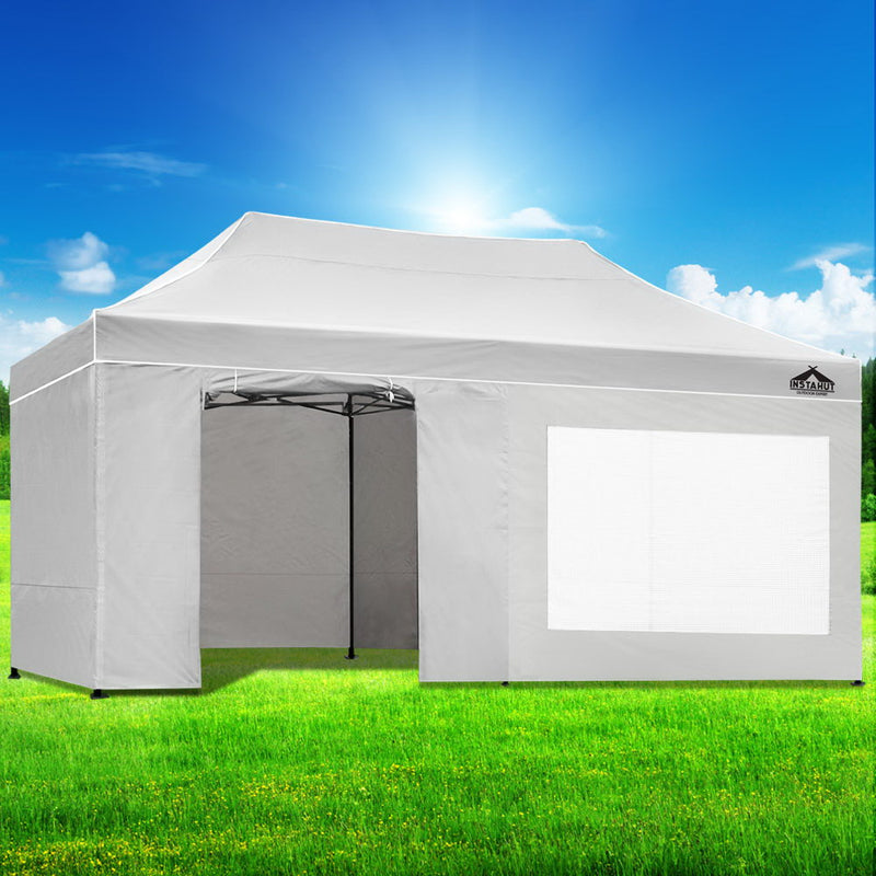 Danoz Direct - Instahut Gazebo 3x6 Pop Up Marquee Folding Tent Wedding Gazebos Camping Outdoor Shade Canopy White