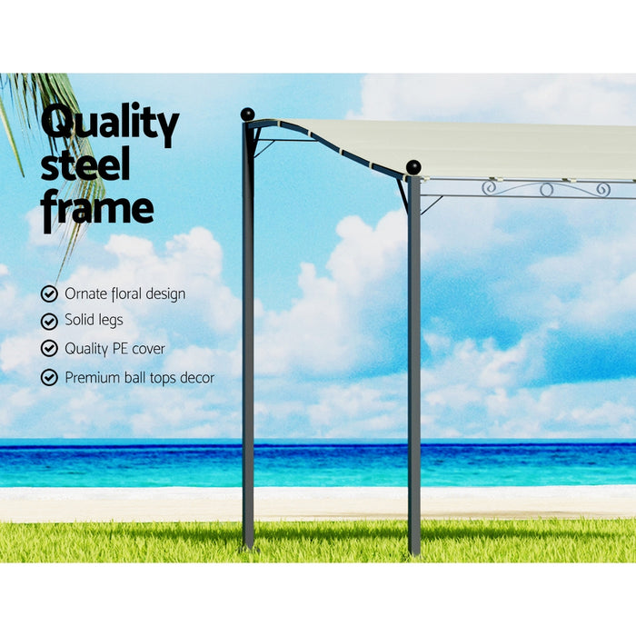 Danoz Outdoors - Instahut Gazebo Marquee 3m Outdoor Event Wedding Tent Camping Party Shade Iron Art Canopy Beige