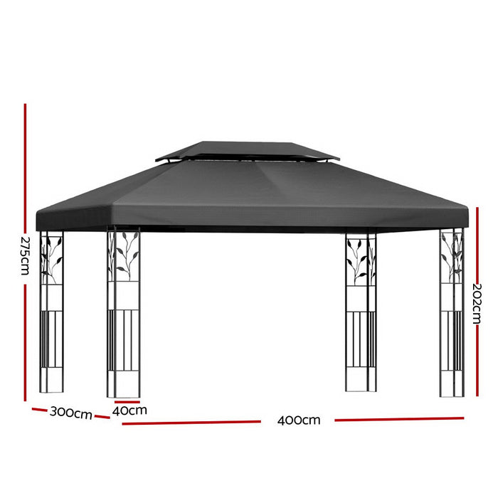 Danoz Outdoors - Instahut Gazebo 4x3m Marquee Outdoor Wedding Party Event Tent Home Iron Art Shade Grey