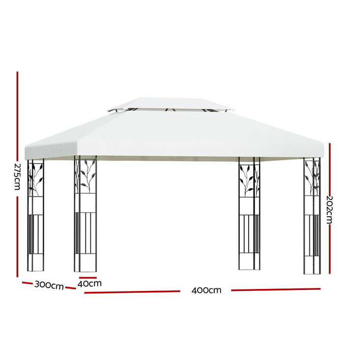 Danoz Outdoors - Instahut Gazebo 4x3m Marquee Outdoor Wedding Party Event Tent Home Iron Art Shade White