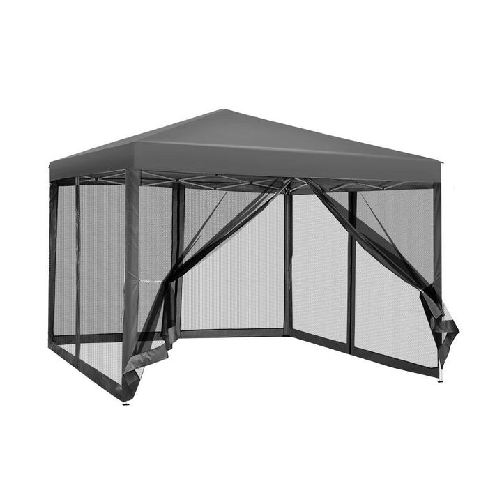 Danoz Outdoors - Instahut Gazebo Pop Up Marquee 3x3m Wedding Party Outdoor Camping Tent Canopy Shade Mesh Wall Grey