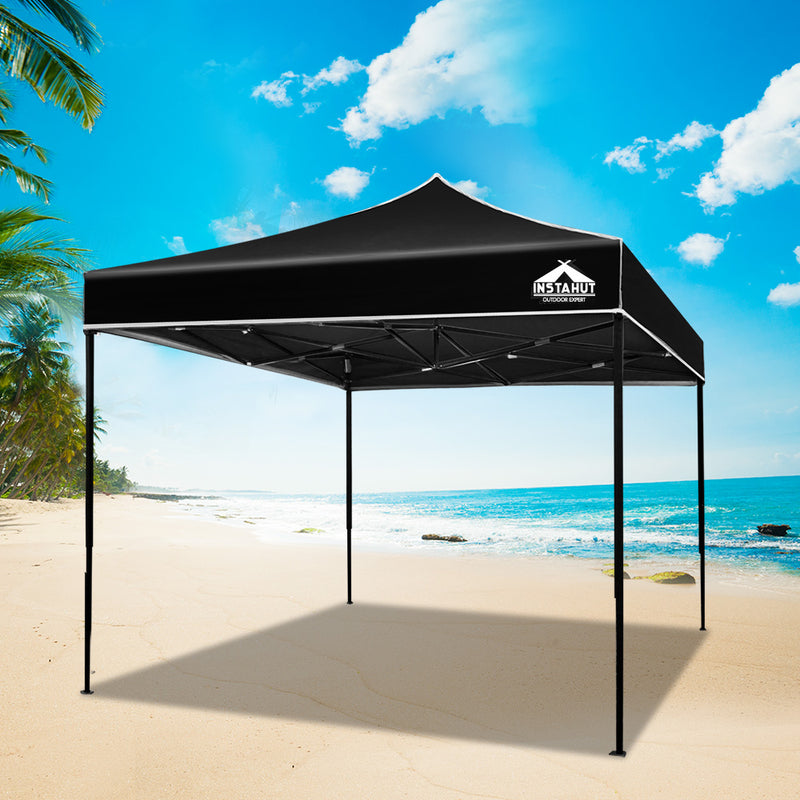 Danoz Outdoors ⛺ Instahut Gazebo Pop Up Marquee 3x3m Folding Tent Wedding Outdoor Camping Canopy Gazebos Shade Black