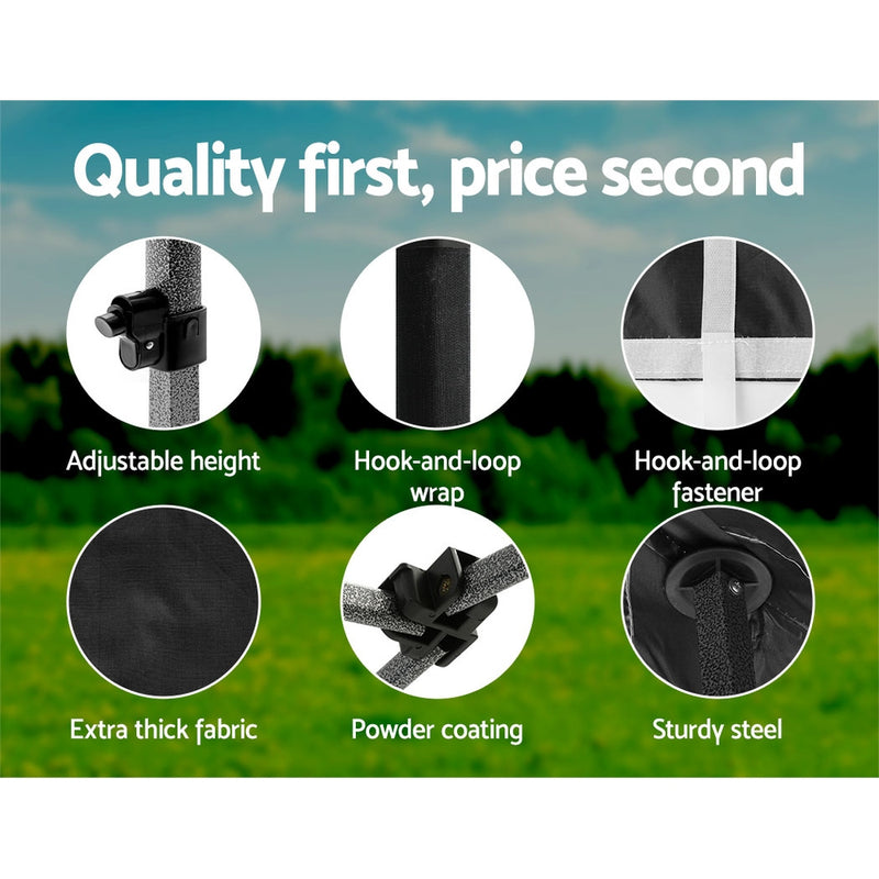 Danoz Outdoors ⛺ Instahut Gazebo Pop Up 3x3m w/Base Podx4 Marquee Folding Outdoor Wedding Camping Tent Shade Canopy Black