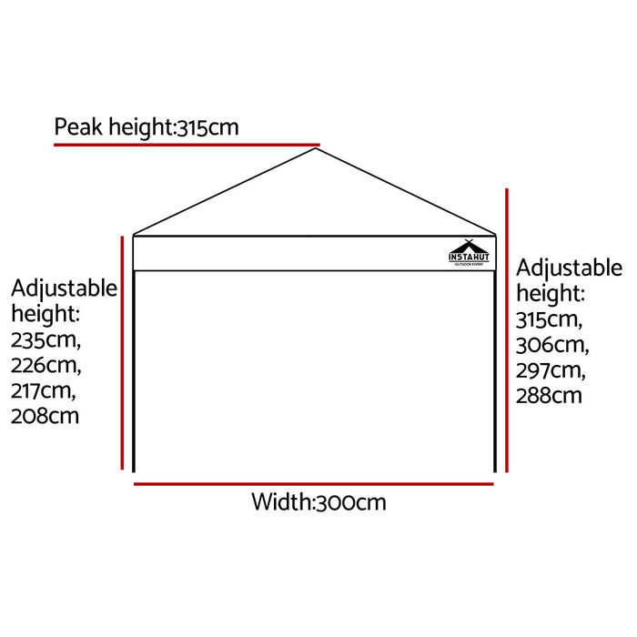 Danoz Outdoors - Instahut Gazebo Pop Up Marquee 3x3 Folding Tent Outdoor Camping 500D Oxford Blue