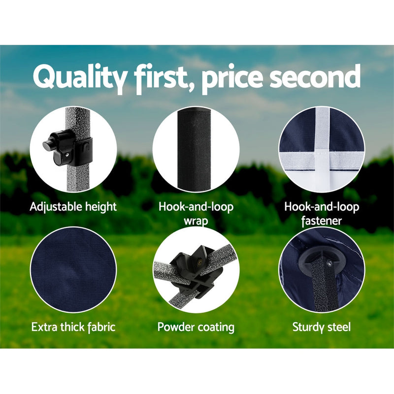 Danoz Outdoors ⛺ Instahut Gazebo Pop Up Marquee 3x3m Folding Tent Wedding Outdoor Camping Canopy Gazebos Shade Navy