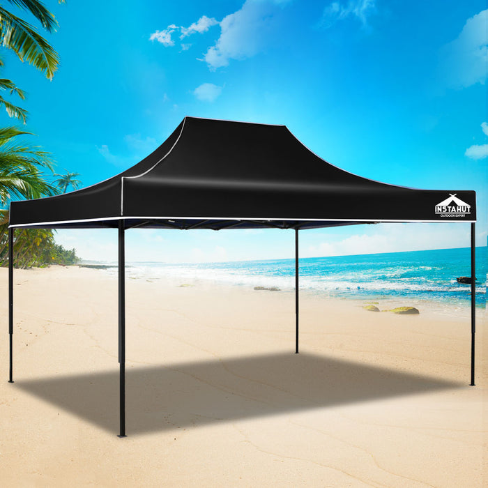 Danoz Outdoors - Instahut Gazebo Pop Up Marquee 3x4.5 Folding Tent 500D Wedding Camping Black