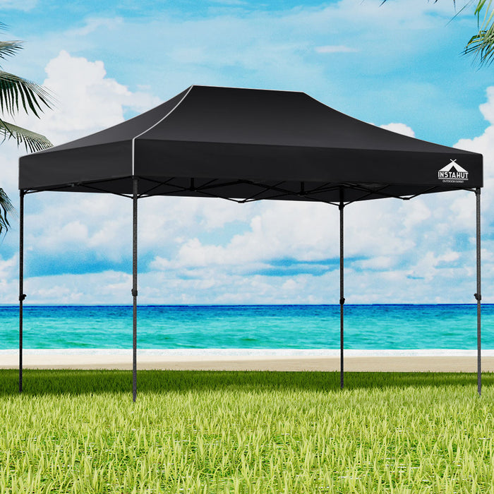 Danoz Outdoors - Instahut Gazebo Pop Up Marquee 3x4.5 Folding Tent 500D Wedding Camping Black