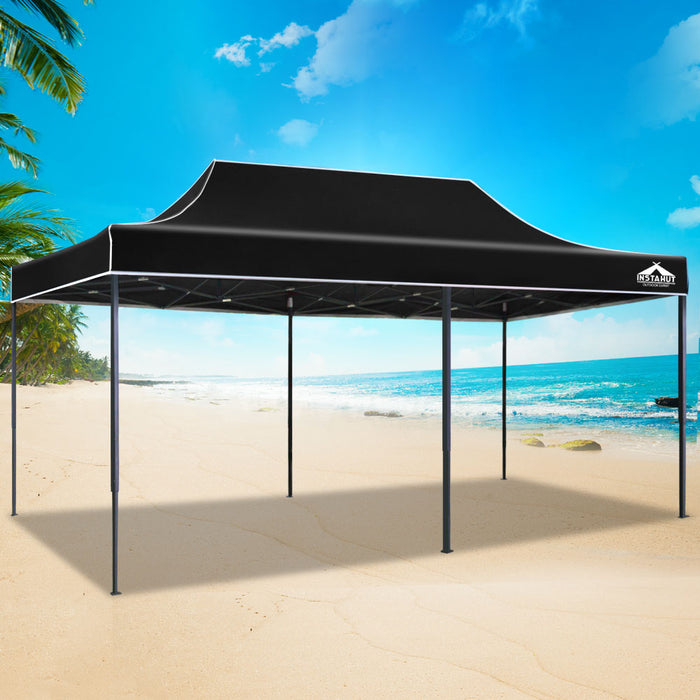 Danoz Outdoors ⛺ Instahut Gazebo Pop Up Marquee 3x6m Folding Tent Wedding Outdoor Camping Canopy Gazebos Shade Black