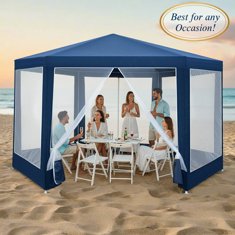 Danoz Outdoors - Instahut Gazebo?2x2m Marquee Wedding Party Tent Outdoor Camping Mesh Wall Canopy Shade Gazebos Navy - Incl. Delivery