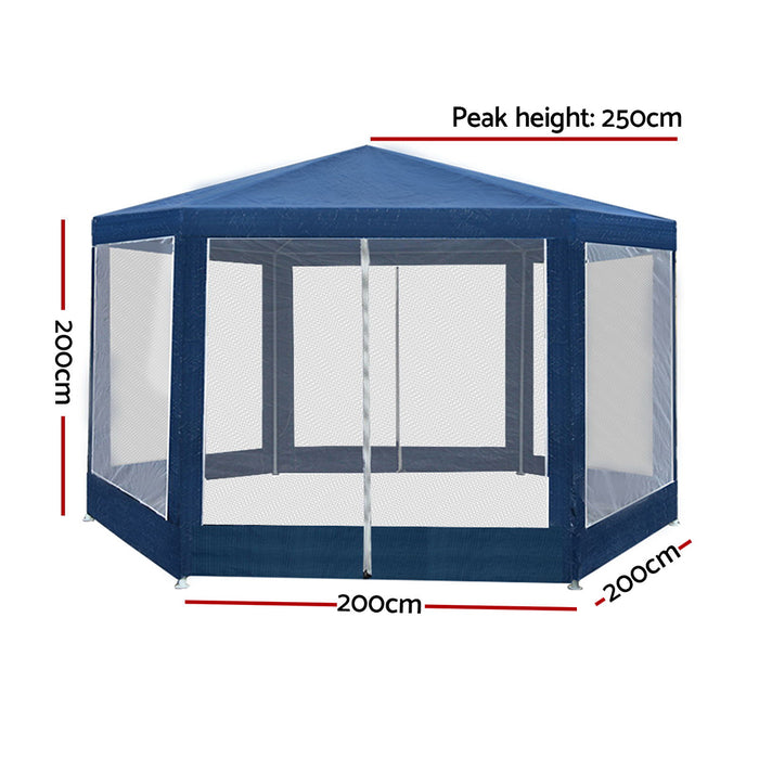 Danoz Outdoors - Instahut Gazebo?2x2m Marquee Wedding Party Tent Outdoor Camping Mesh Wall Canopy Shade Gazebos Navy - Incl. Delivery