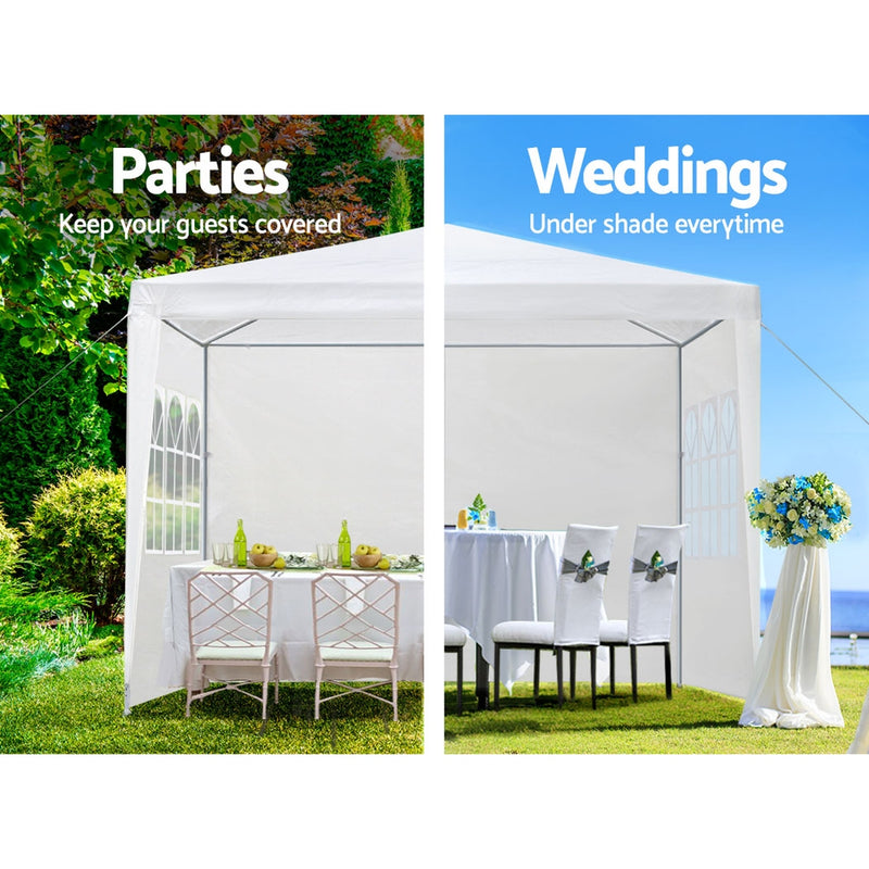 Danoz Outdoors ⛺ Instahut Gazebo 3x3m Marquee Wedding Party Tent Outdoor Camping Side Wall Canopy Window Panel White