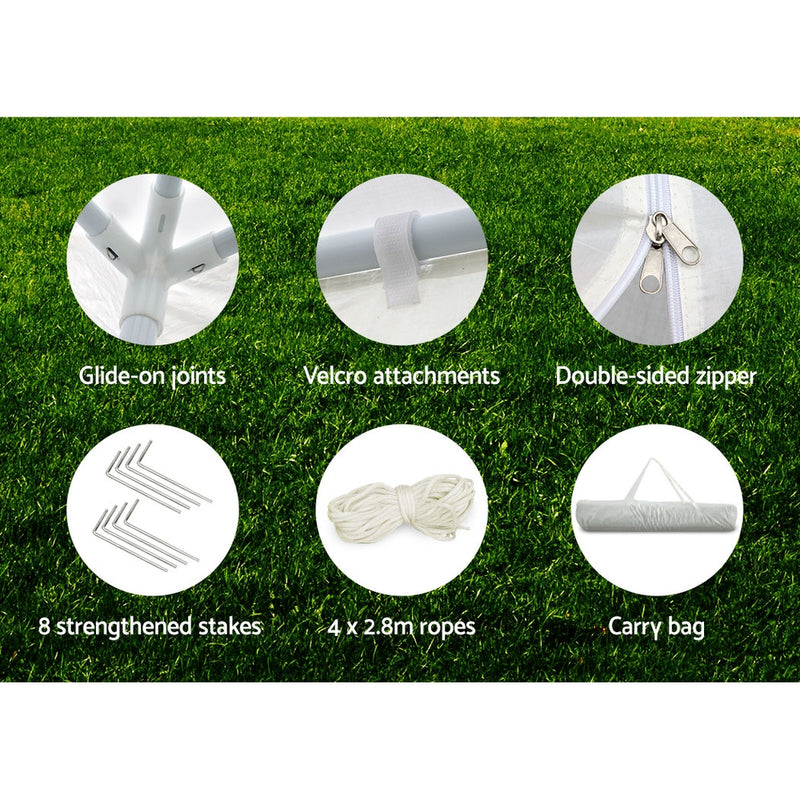 Danoz Outdoors ⛺ Instahut Gazebo 3x3m Marquee Wedding Party Tent Outdoor Camping Side Wall Canopy Window Panel White