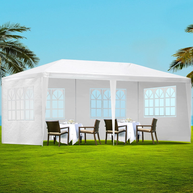 Danoz Outdoors ⛺ Instahut Gazebo 3x6m Marquee Wedding Party Tent Outdoor Camping Side Wall Canopy 4 Panel White