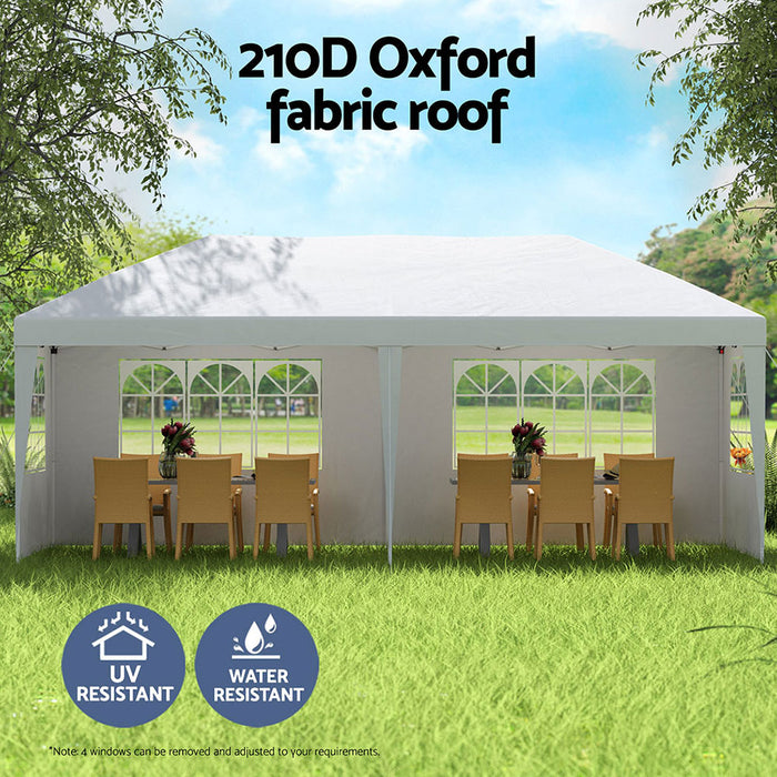 Danoz Outdoors - Instahut Gazebo Pop Up Marquee 3x6m Wedding Party Outdoor Camping Tent Canopy Side Wall White